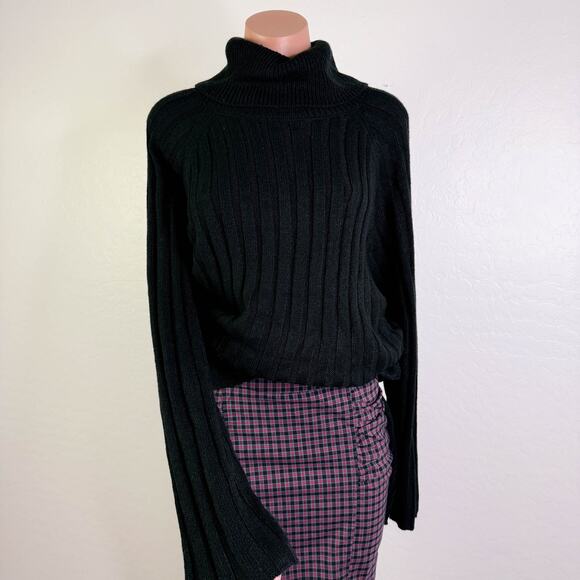 Sanctuary Ribbed Knit Turtleneck Tunic Chunky Sweater Black Cozy Fall sz XXL NWT - Picture 1 of 10